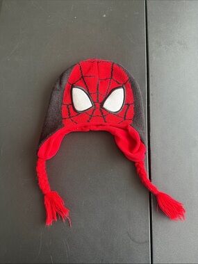Marvel Kids Red and Black Spider-Man Knit Earflap Hat
